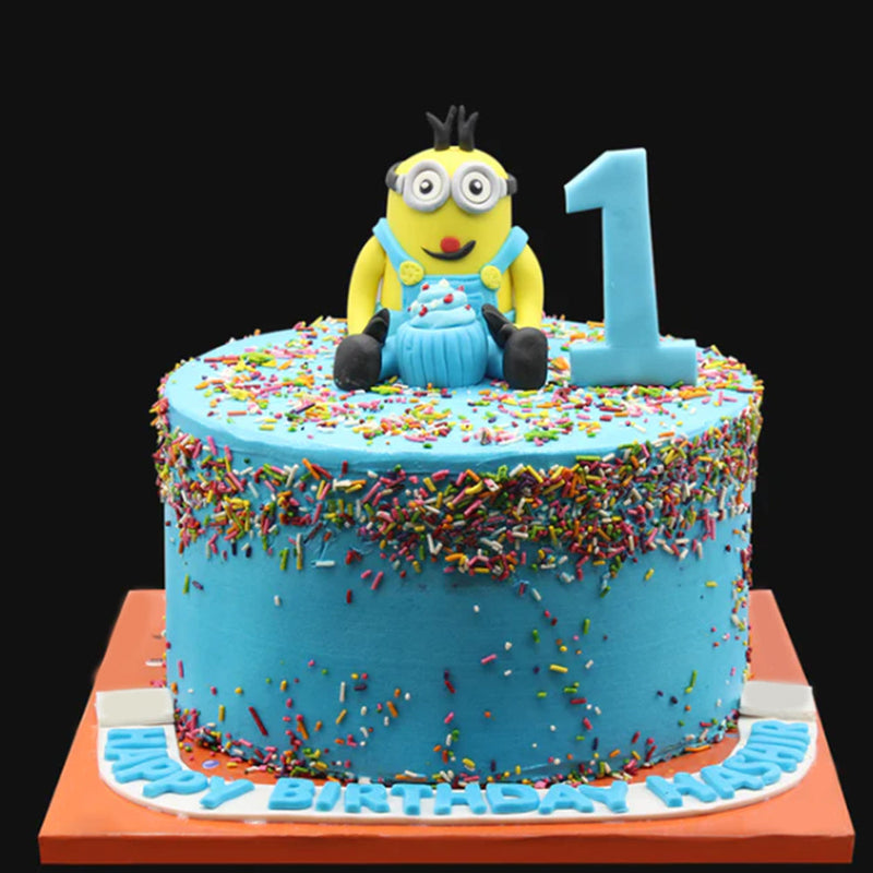 Personalized Minion Birthday Blue Theme Cake 4lbs by Sacha&