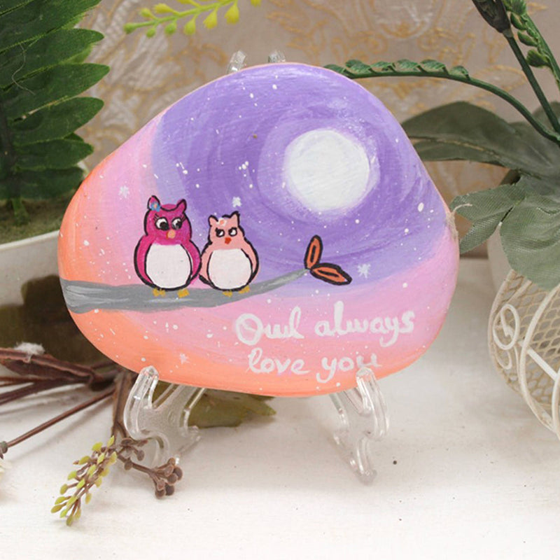 Owl Love You Always Mom - Pebble Art with stand