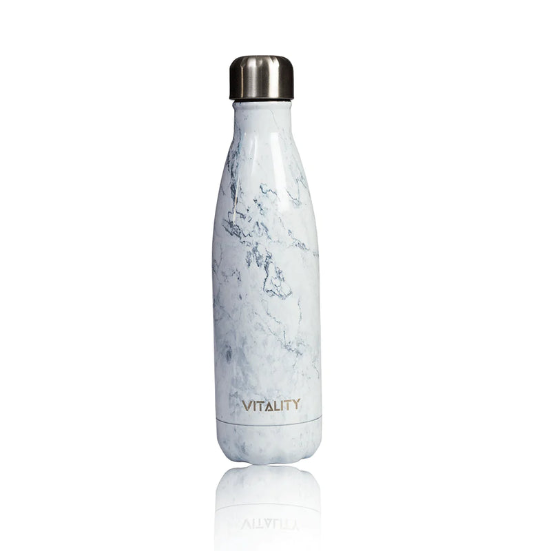 White Carrara Water Bottle by Vitality