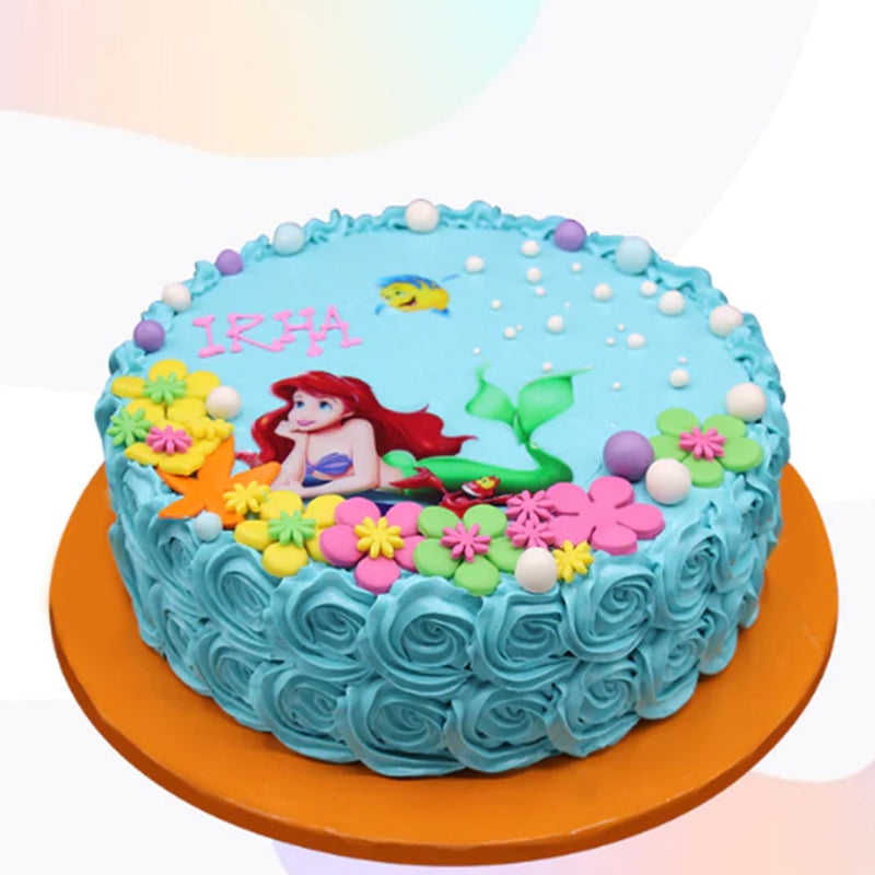 Personalized Mermaid Theme Cream Cake by Sacha&