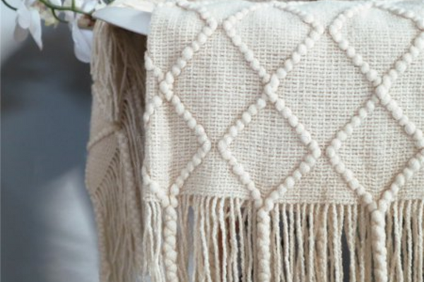 Knitted Tassels Throw Blanket by PTH Homes